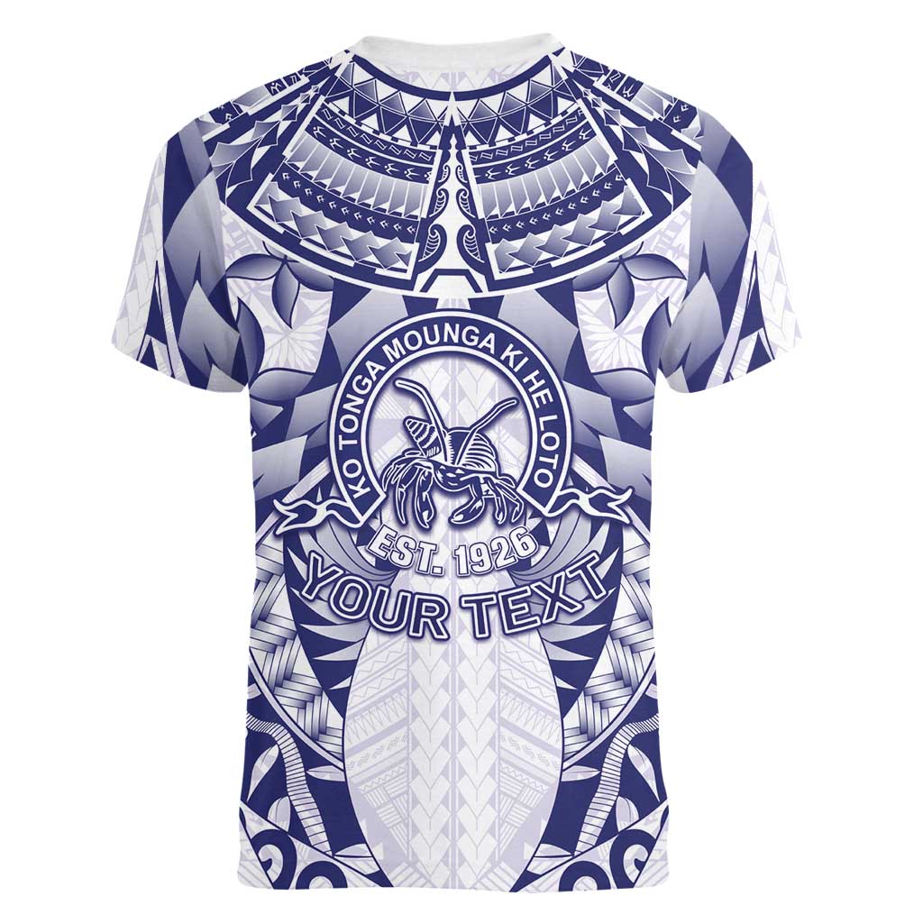 Personalised Tonga Queen Salote College Women V-Neck T-Shirt Centenary White Version LT05 - Polynesian Pride