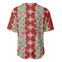 Hawaii Ohia Lehua Baseball Jersey Tropical Vibes Crimson LT05 - Polynesian Pride