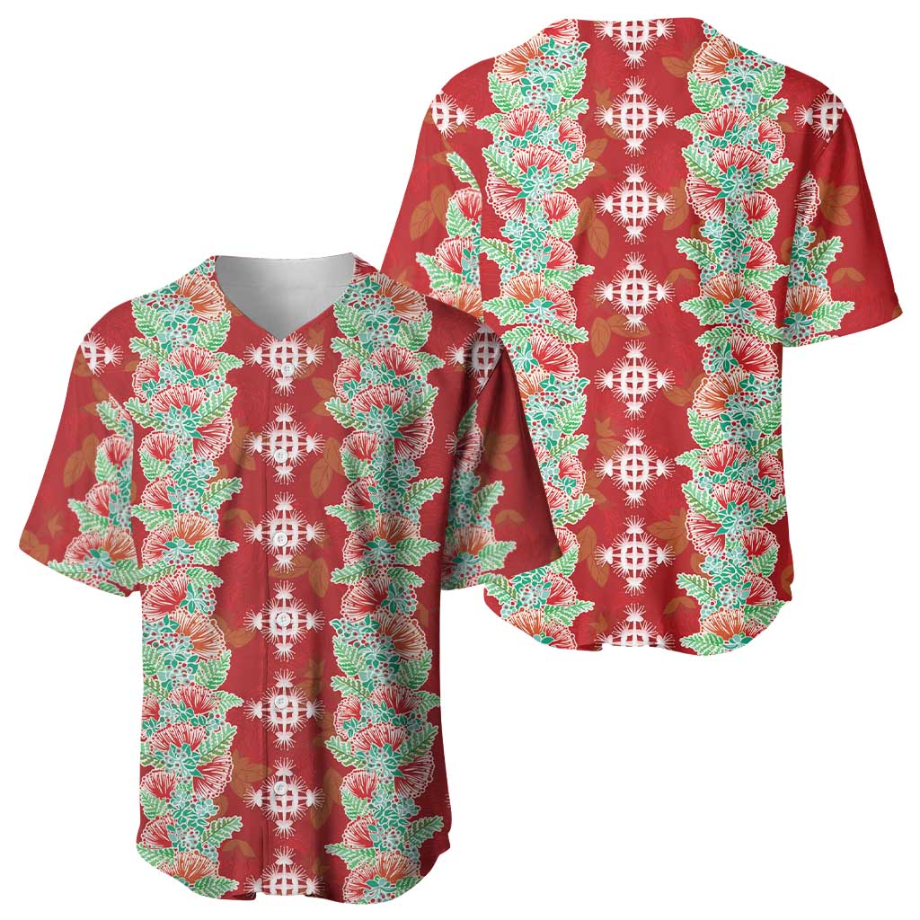 Hawaii Ohia Lehua Baseball Jersey Tropical Vibes Crimson LT05 - Polynesian Pride