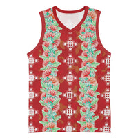 Hawaii Ohia Lehua Basketball Jersey Tropical Vibes Crimson LT05 Unisex Crimson - Polynesian Pride