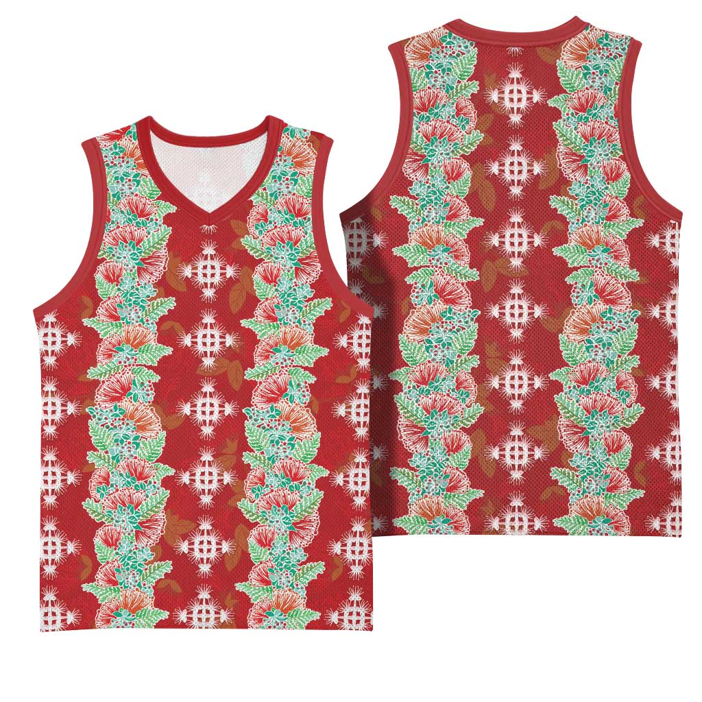 Hawaii Ohia Lehua Basketball Jersey Tropical Vibes Crimson LT05 - Polynesian Pride