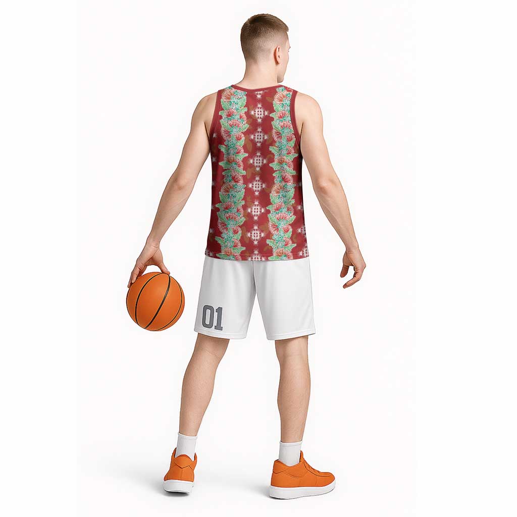 Hawaii Ohia Lehua Basketball Jersey Tropical Vibes Crimson LT05 - Polynesian Pride