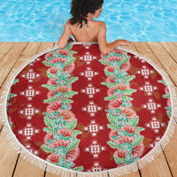 Hawaii Ohia Lehua Beach Blanket Tropical Vibes Crimson LT05 - Polynesian Pride