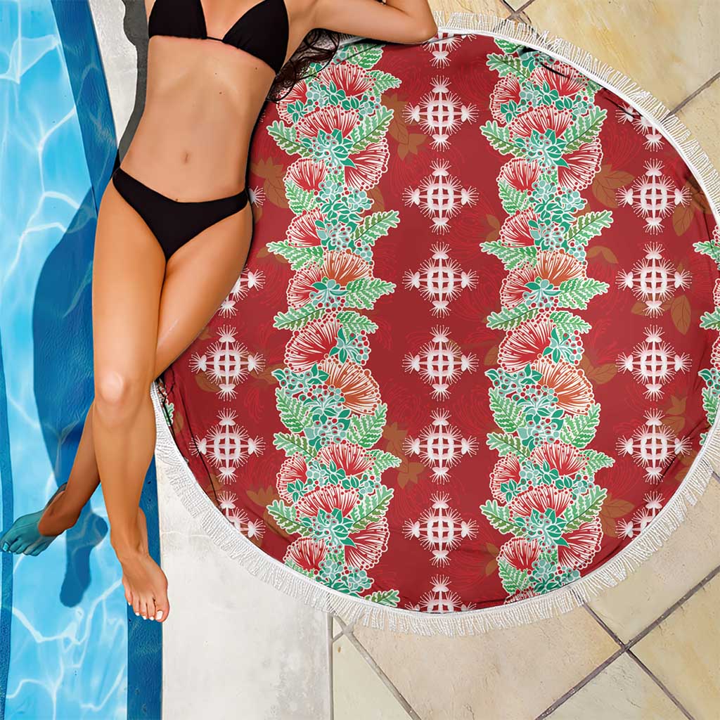 Hawaii Ohia Lehua Beach Blanket Tropical Vibes Crimson LT05 - Polynesian Pride