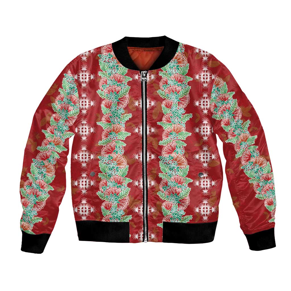 Hawaii Ohia Lehua Bomber Jacket Tropical Vibes Crimson LT05 Unisex Crimson - Polynesian Pride