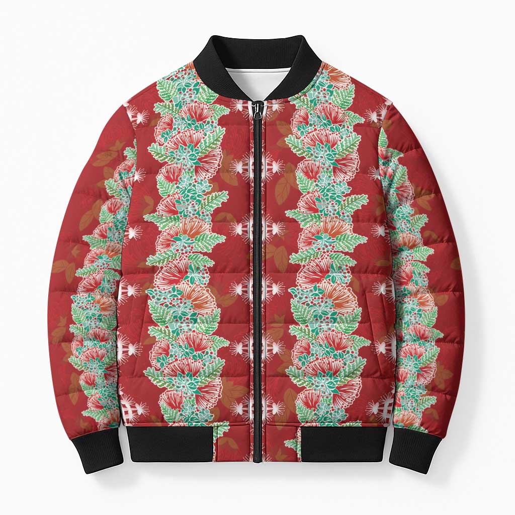 Hawaii Ohia Lehua Bomber Puffer Jacket Tropical Vibes Crimson LT05 Unisex Crimson - Polynesian Pride