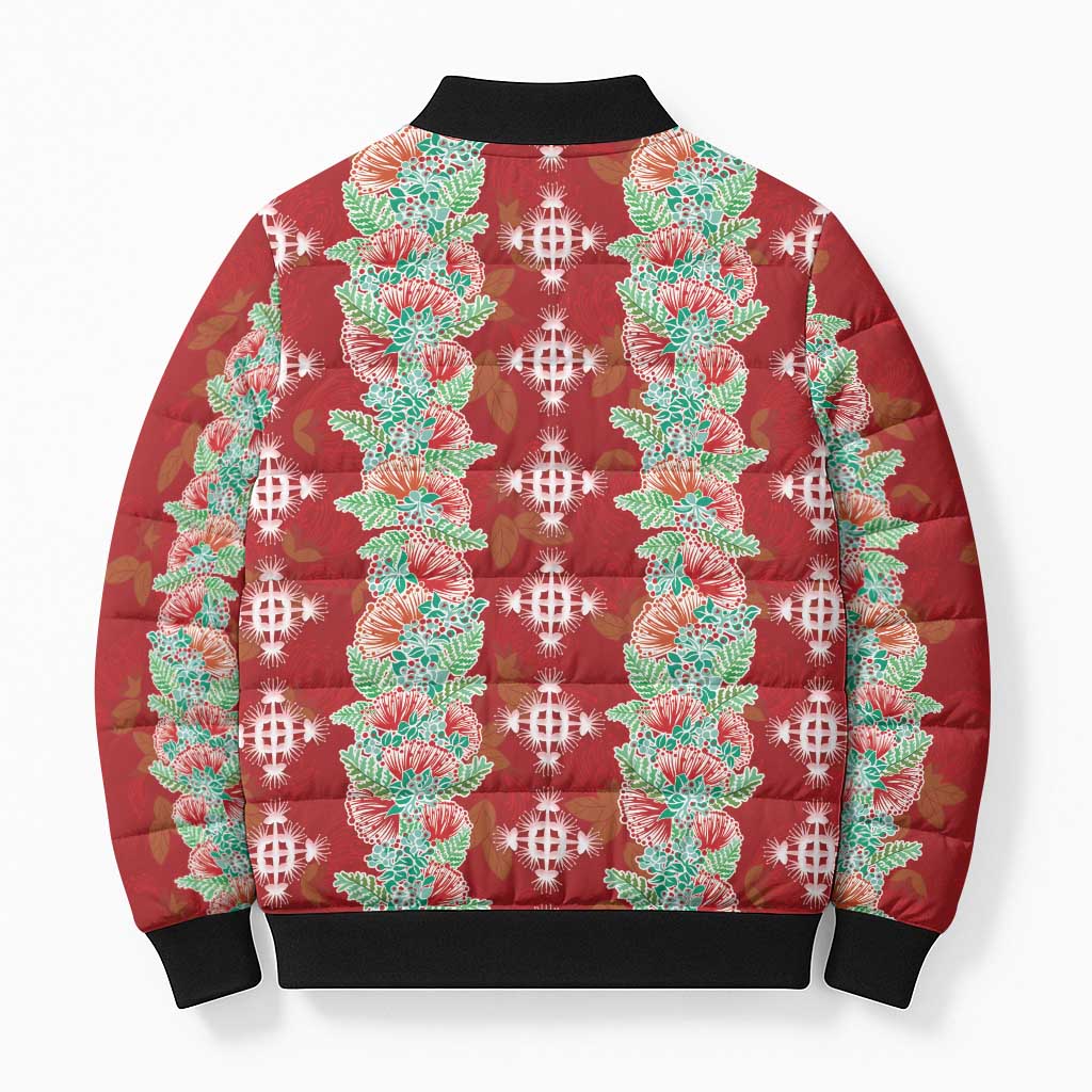 Hawaii Ohia Lehua Bomber Puffer Jacket Tropical Vibes Crimson LT05 - Polynesian Pride