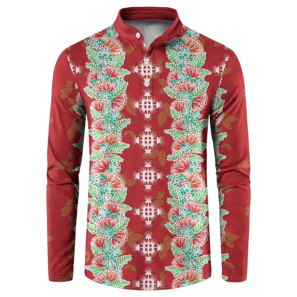 Hawaii Ohia Lehua Button Sweatshirt Tropical Vibes Crimson LT05 Crimson - Polynesian Pride