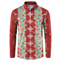 Hawaii Ohia Lehua Button Sweatshirt Tropical Vibes Crimson LT05 Crimson - Polynesian Pride