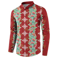 Hawaii Ohia Lehua Button Sweatshirt Tropical Vibes Crimson LT05 - Polynesian Pride