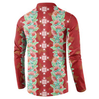 Hawaii Ohia Lehua Button Sweatshirt Tropical Vibes Crimson LT05 - Polynesian Pride