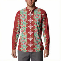 Hawaii Ohia Lehua Button Sweatshirt Tropical Vibes Crimson LT05 - Polynesian Pride