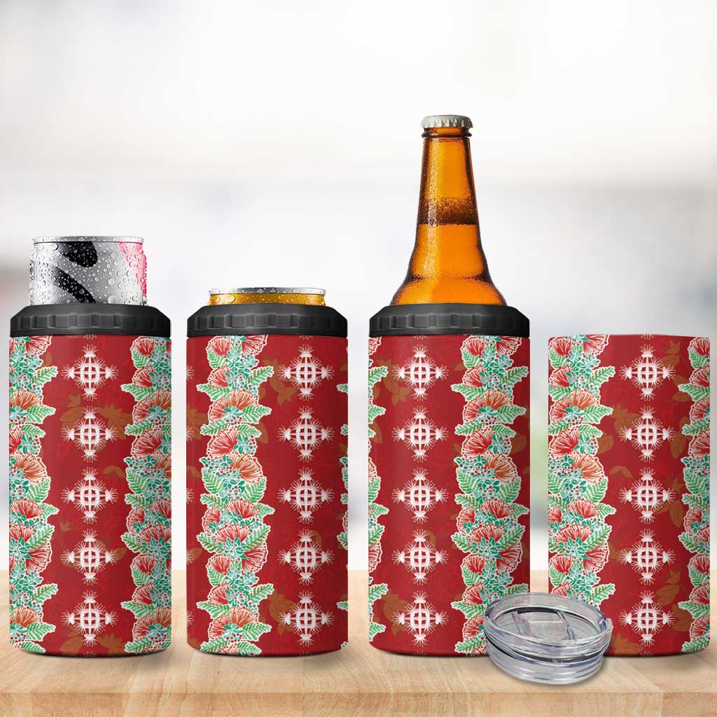 Hawaii Ohia Lehua 4 in 1 Can Cooler Tumbler Tropical Vibes Crimson LT05 - Polynesian Pride