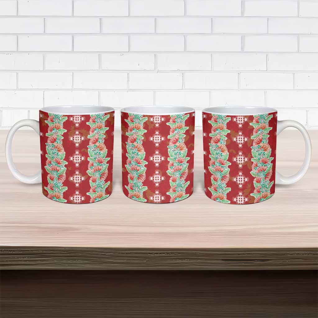 Hawaii Ohia Lehua Ceramic Mug Tropical Vibes Crimson LT05 - Polynesian Pride