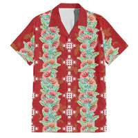 Hawaii Ohia Lehua Family Matching Long Sleeve Bodycon Dress and Hawaiian Shirt Tropical Vibes Crimson