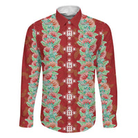 Hawaii Ohia Lehua Family Matching Long Sleeve Bodycon Dress and Hawaiian Shirt Tropical Vibes Crimson