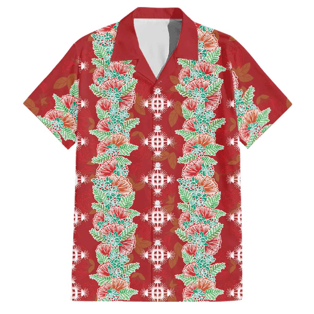 Hawaii Ohia Lehua Family Matching Puletasi and Hawaiian Shirt Tropical Vibes Crimson