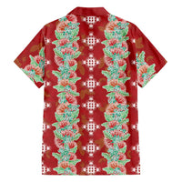 Hawaii Ohia Lehua Family Matching Puletasi and Hawaiian Shirt Tropical Vibes Crimson