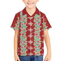 Hawaii Ohia Lehua Family Matching Puletasi and Hawaiian Shirt Tropical Vibes Crimson