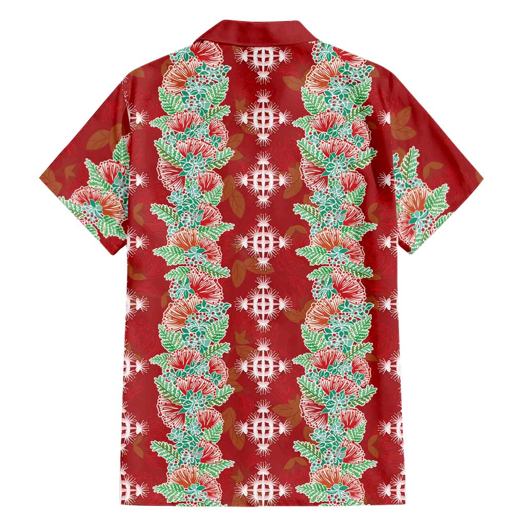 Hawaii Ohia Lehua Family Matching Short Sleeve Bodycon Dress and Hawaiian Shirt Tropical Vibes Crimson