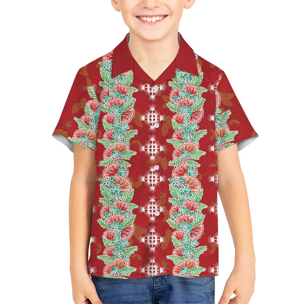 Hawaii Ohia Lehua Family Matching Summer Maxi Dress and Hawaiian Shirt Tropical Vibes Crimson