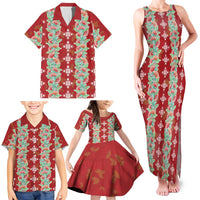 Hawaii Ohia Lehua Family Matching Tank Maxi Dress and Hawaiian Shirt Tropical Vibes Crimson