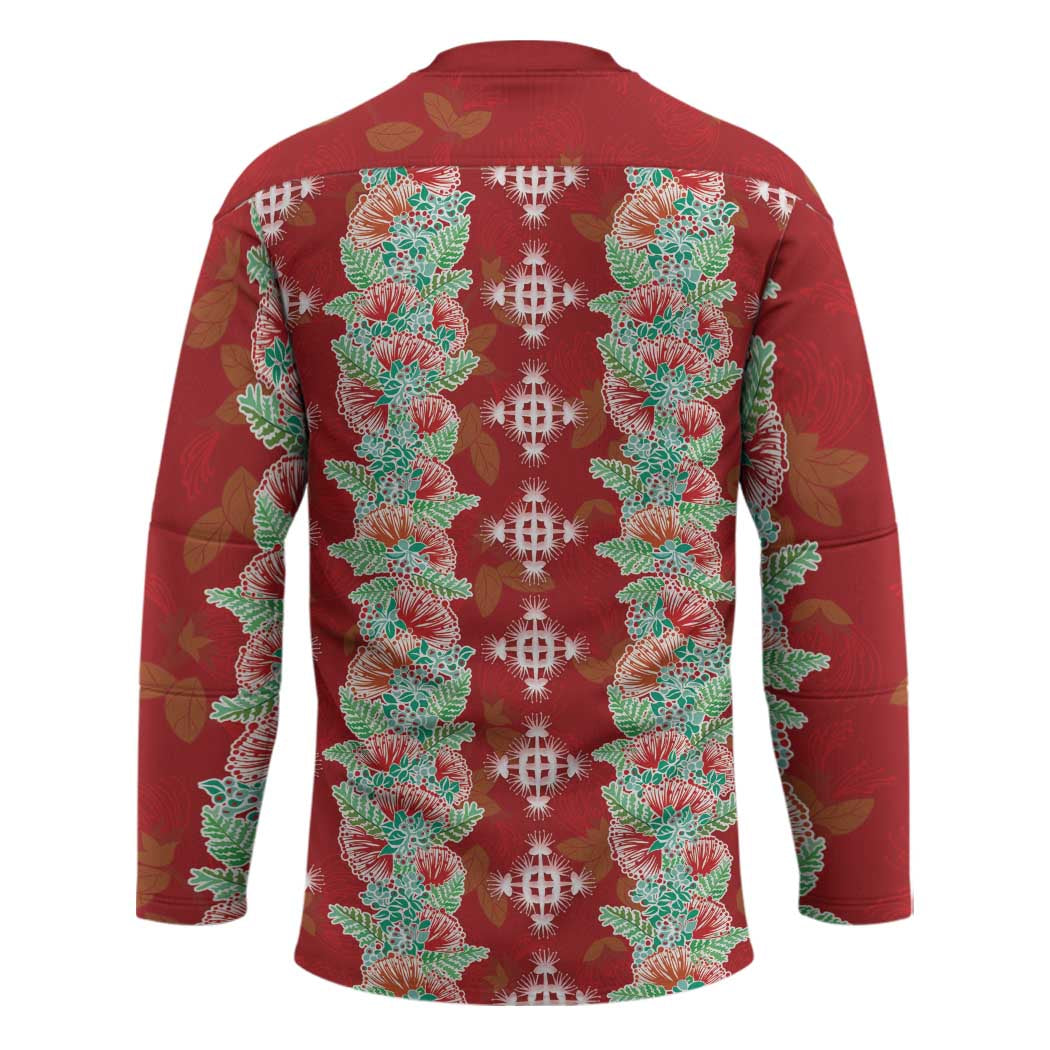 Hawaii Ohia Lehua Hockey Jersey Tropical Vibes Crimson LT05 - Polynesian Pride