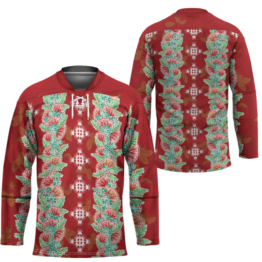 Hawaii Ohia Lehua Hockey Jersey Tropical Vibes Crimson LT05 - Polynesian Pride