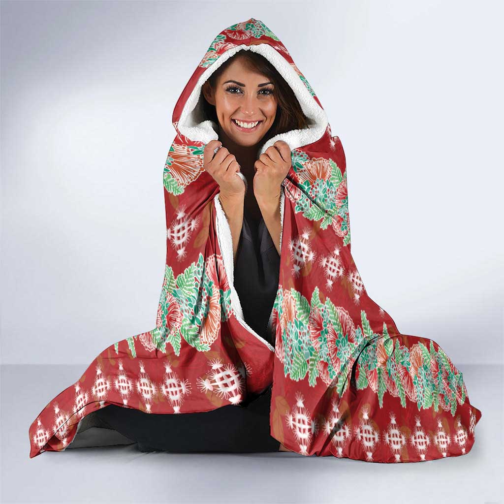 Hawaii Ohia Lehua Hooded Blanket Tropical Vibes Crimson LT05 - Polynesian Pride