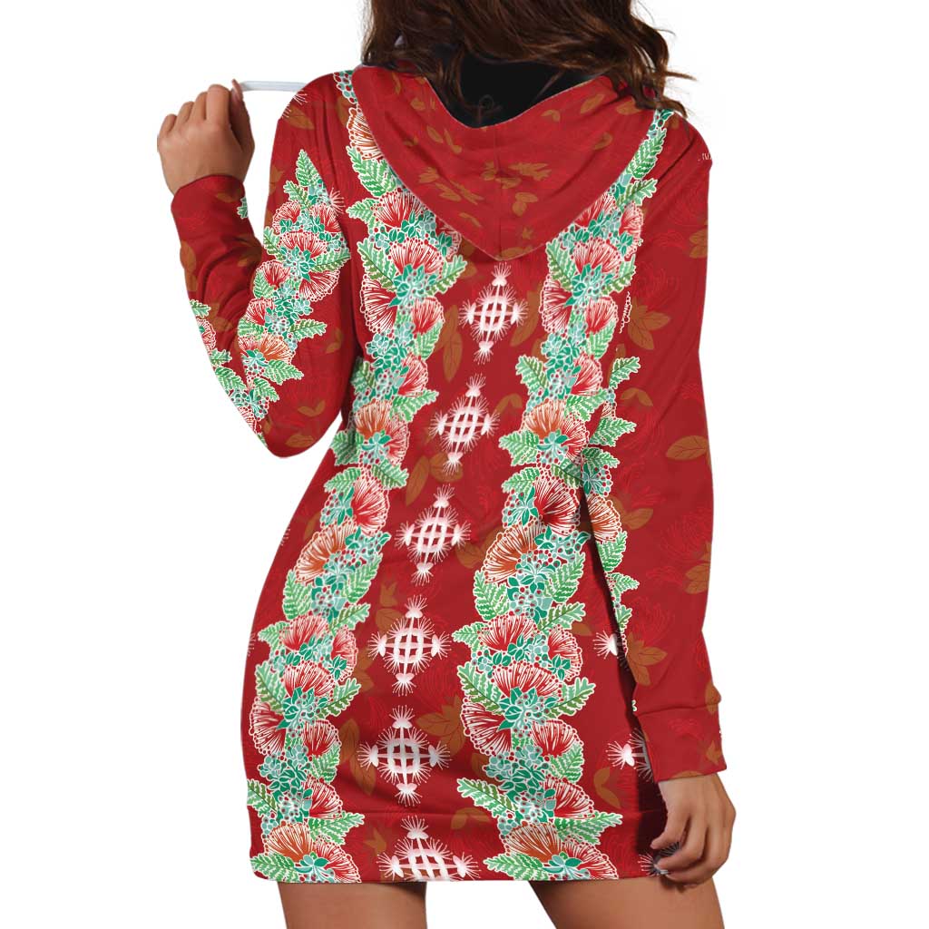 Hawaii Ohia Lehua Hoodie Dress Tropical Vibes Crimson LT05 - Polynesian Pride