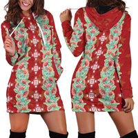 Hawaii Ohia Lehua Hoodie Dress Tropical Vibes Crimson LT05 - Polynesian Pride