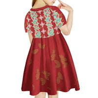 Hawaii Ohia Lehua Kid Short Sleeve Dress Tropical Vibes Crimson LT05 - Polynesian Pride