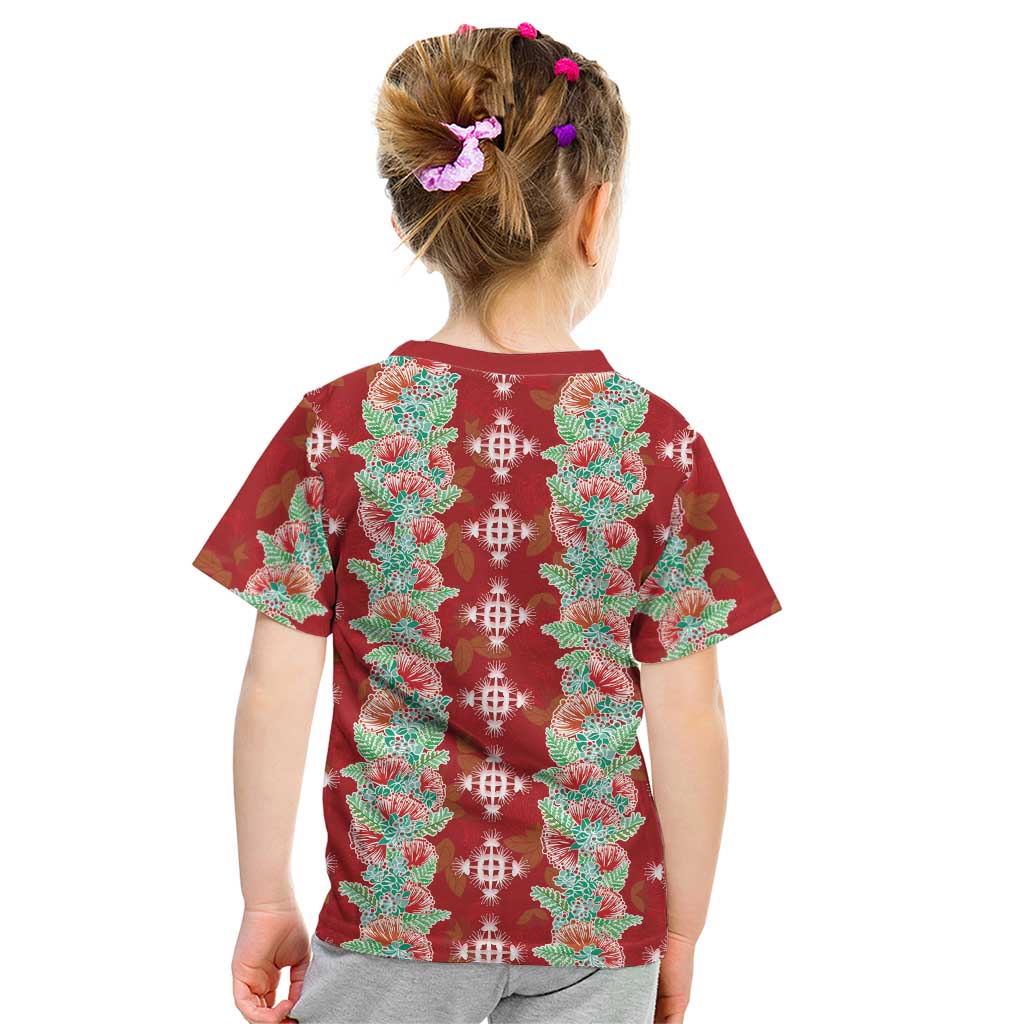 Hawaii Ohia Lehua Kid T Shirt Tropical Vibes Crimson LT05 - Polynesian Pride