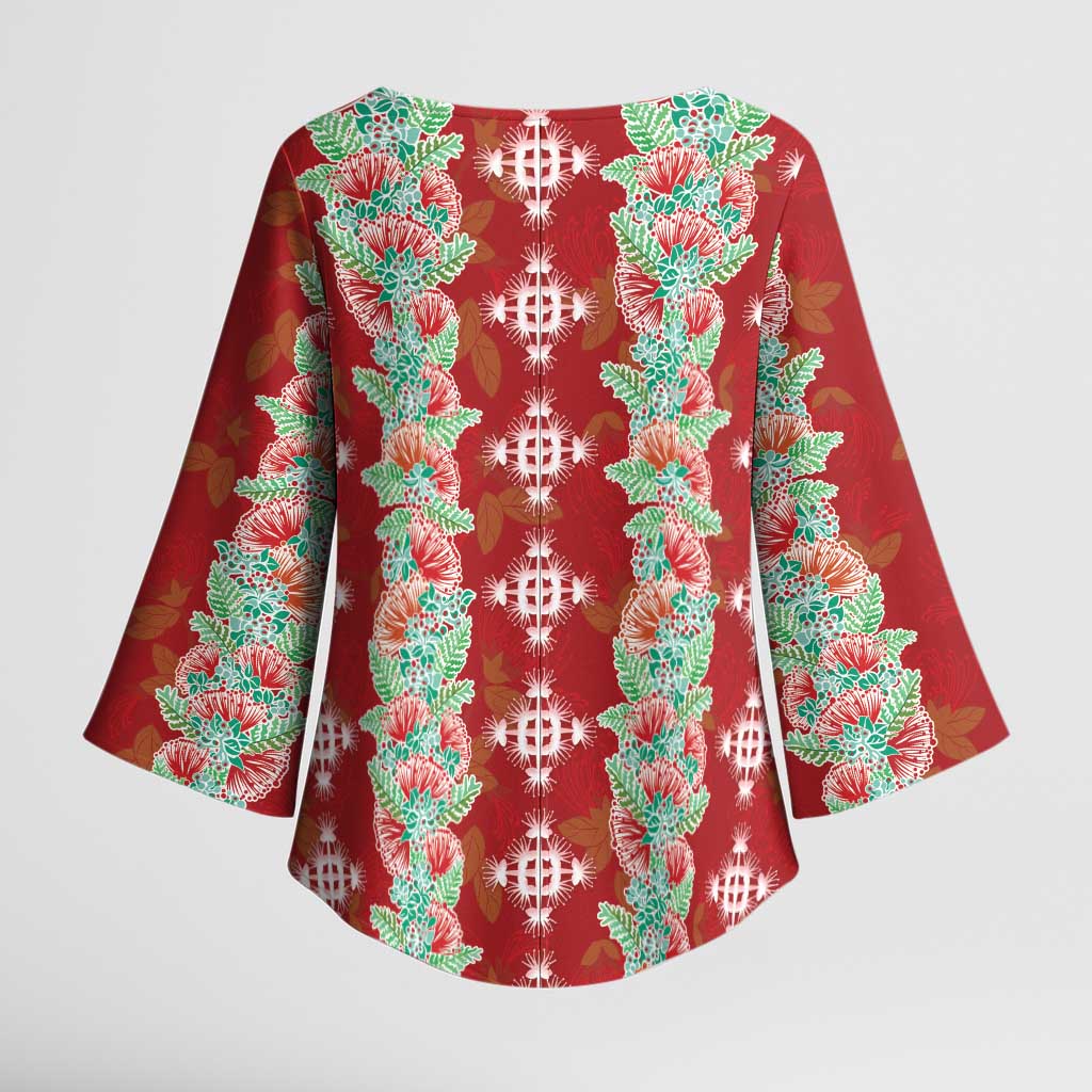 Hawaii Ohia Lehua Kimono Sleeve Blouse Tropical Vibes Crimson LT05 - Polynesian Pride