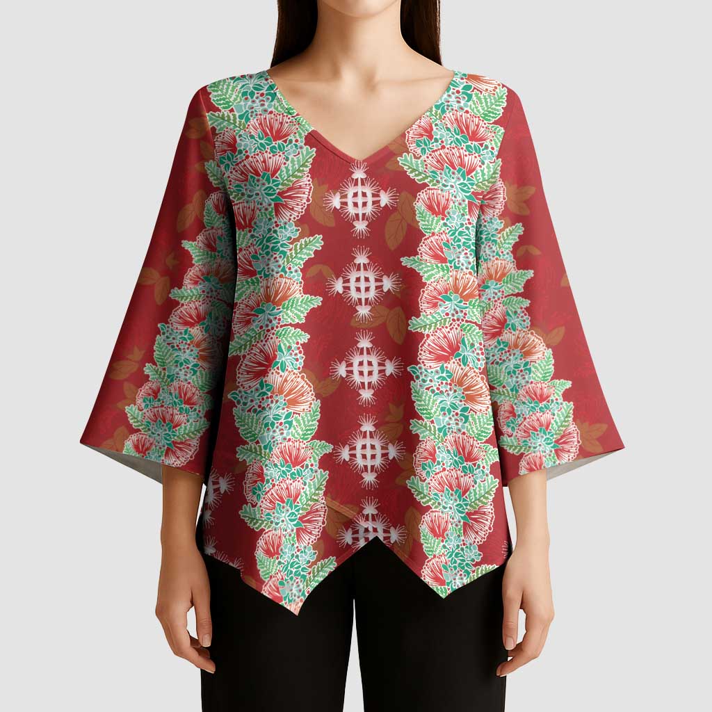 Hawaii Ohia Lehua Kimono Sleeve Blouse Tropical Vibes Crimson LT05 - Polynesian Pride