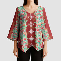 Hawaii Ohia Lehua Kimono Sleeve Blouse Tropical Vibes Crimson LT05 - Polynesian Pride