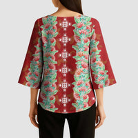 Hawaii Ohia Lehua Kimono Sleeve Blouse Tropical Vibes Crimson LT05 - Polynesian Pride