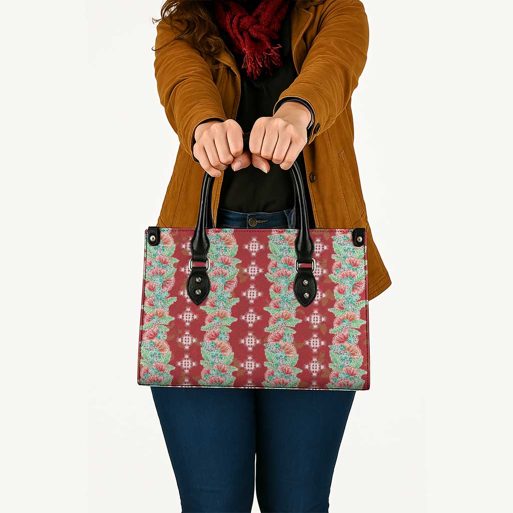 Hawaii Ohia Lehua Leather Bag Tropical Vibes Crimson LT05 - Polynesian Pride