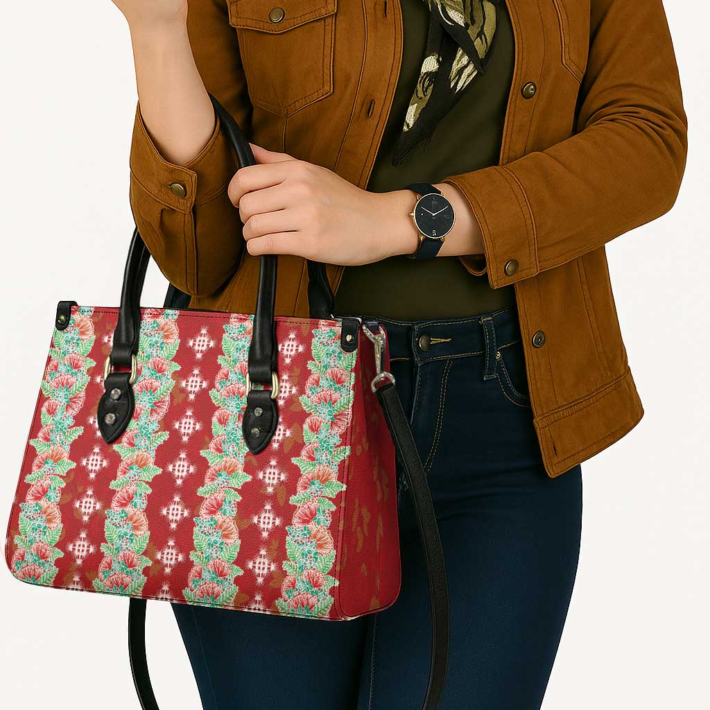 Hawaii Ohia Lehua Leather Bag Tropical Vibes Crimson LT05 - Polynesian Pride