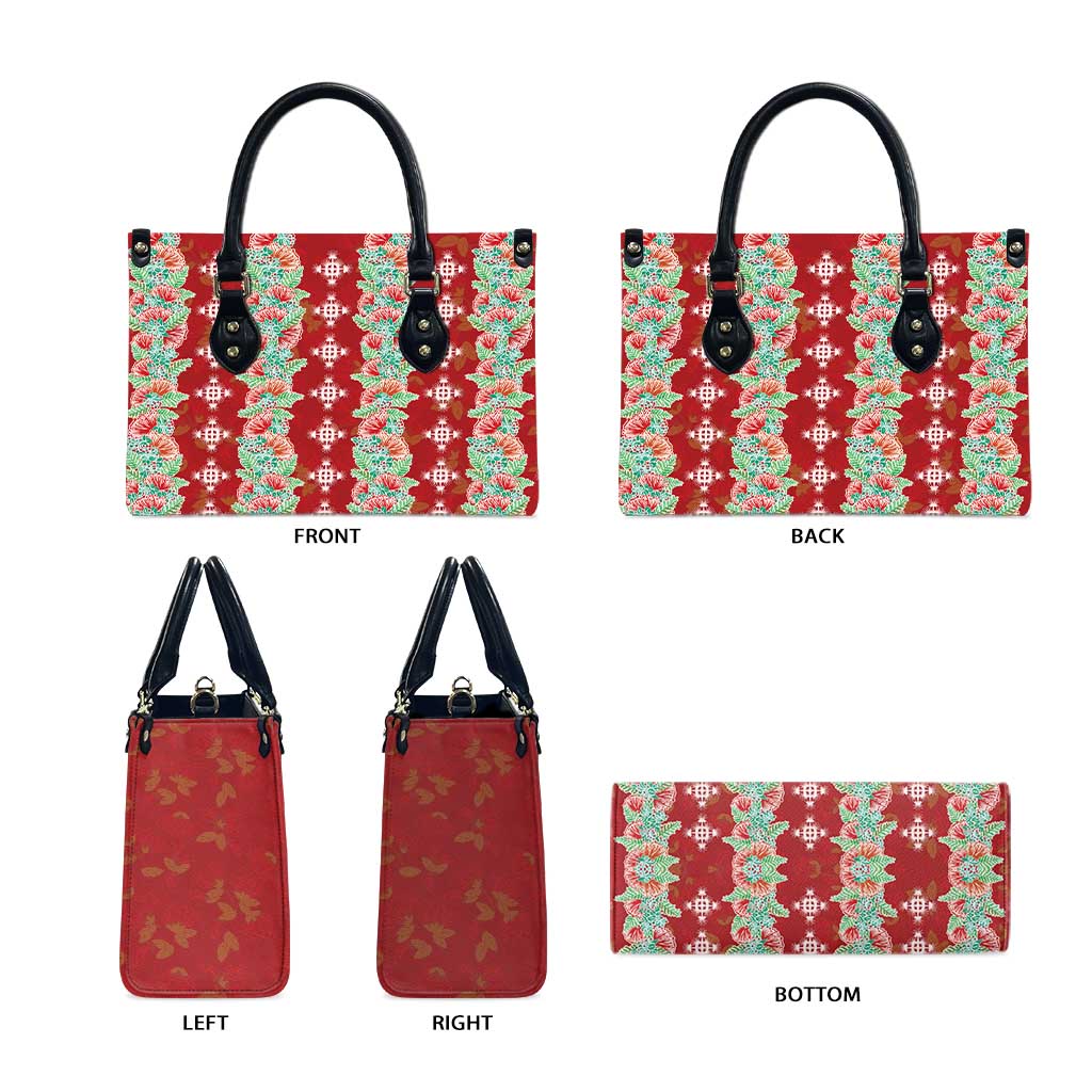 Hawaii Ohia Lehua Leather Bag Tropical Vibes Crimson LT05 - Polynesian Pride