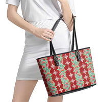 Hawaii Ohia Lehua Leather Tote Bag Tropical Vibes Crimson LT05 - Polynesian Pride