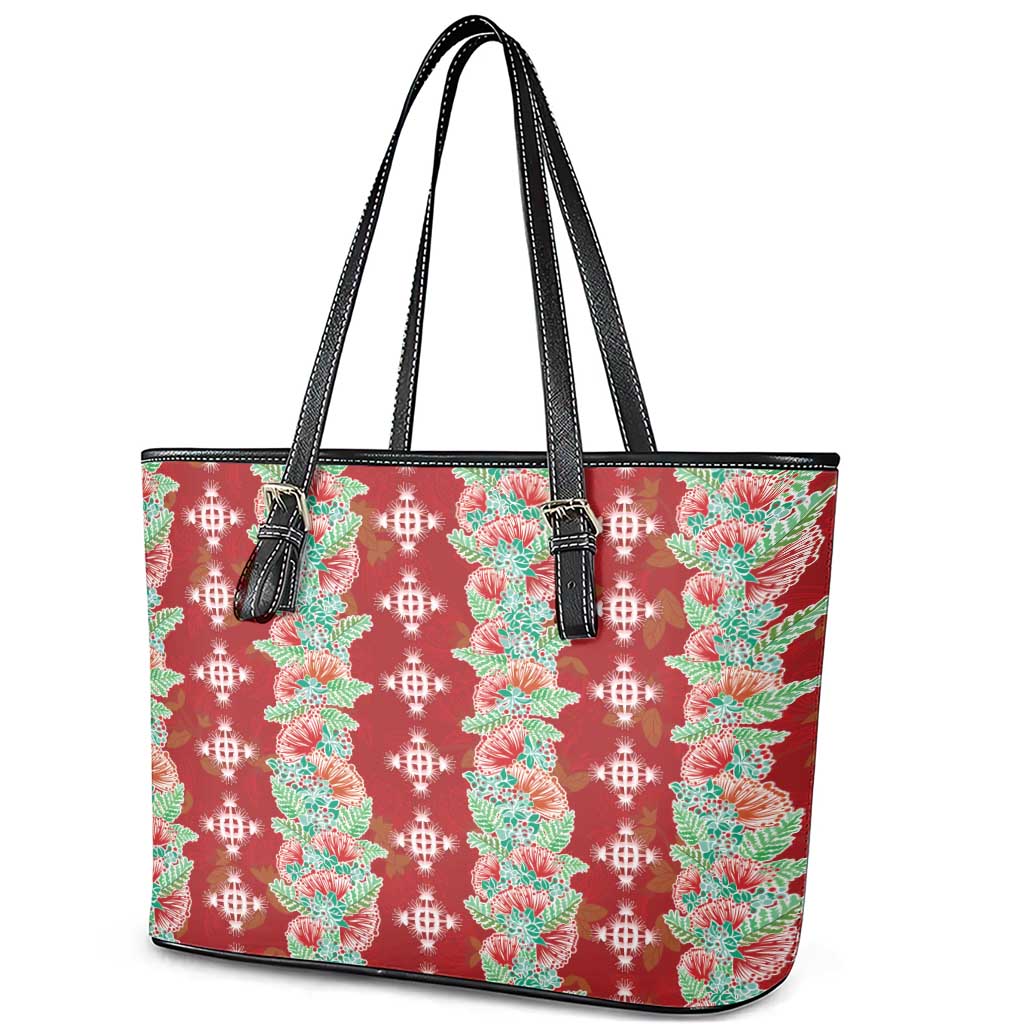 Hawaii Ohia Lehua Leather Tote Bag Tropical Vibes Crimson LT05 - Polynesian Pride