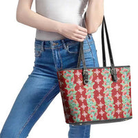 Hawaii Ohia Lehua Leather Tote Bag Tropical Vibes Crimson LT05 - Polynesian Pride