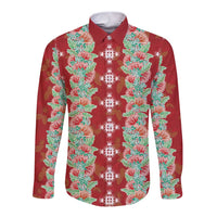 Hawaii Ohia Lehua Long Sleeve Button Shirt Tropical Vibes Crimson LT05 Unisex Crimson - Polynesian Pride