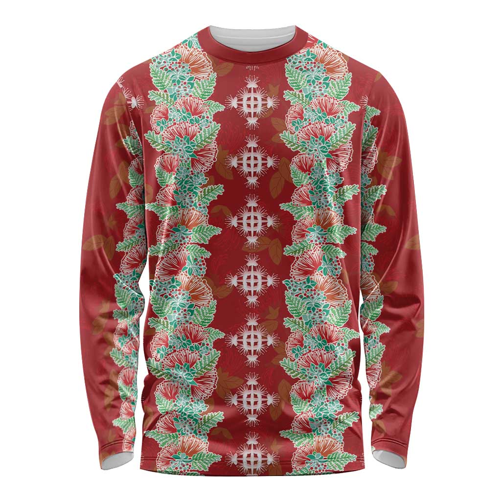 Hawaii Ohia Lehua Long Sleeve Shirt Tropical Vibes Crimson LT05 Unisex Crimson - Polynesian Pride