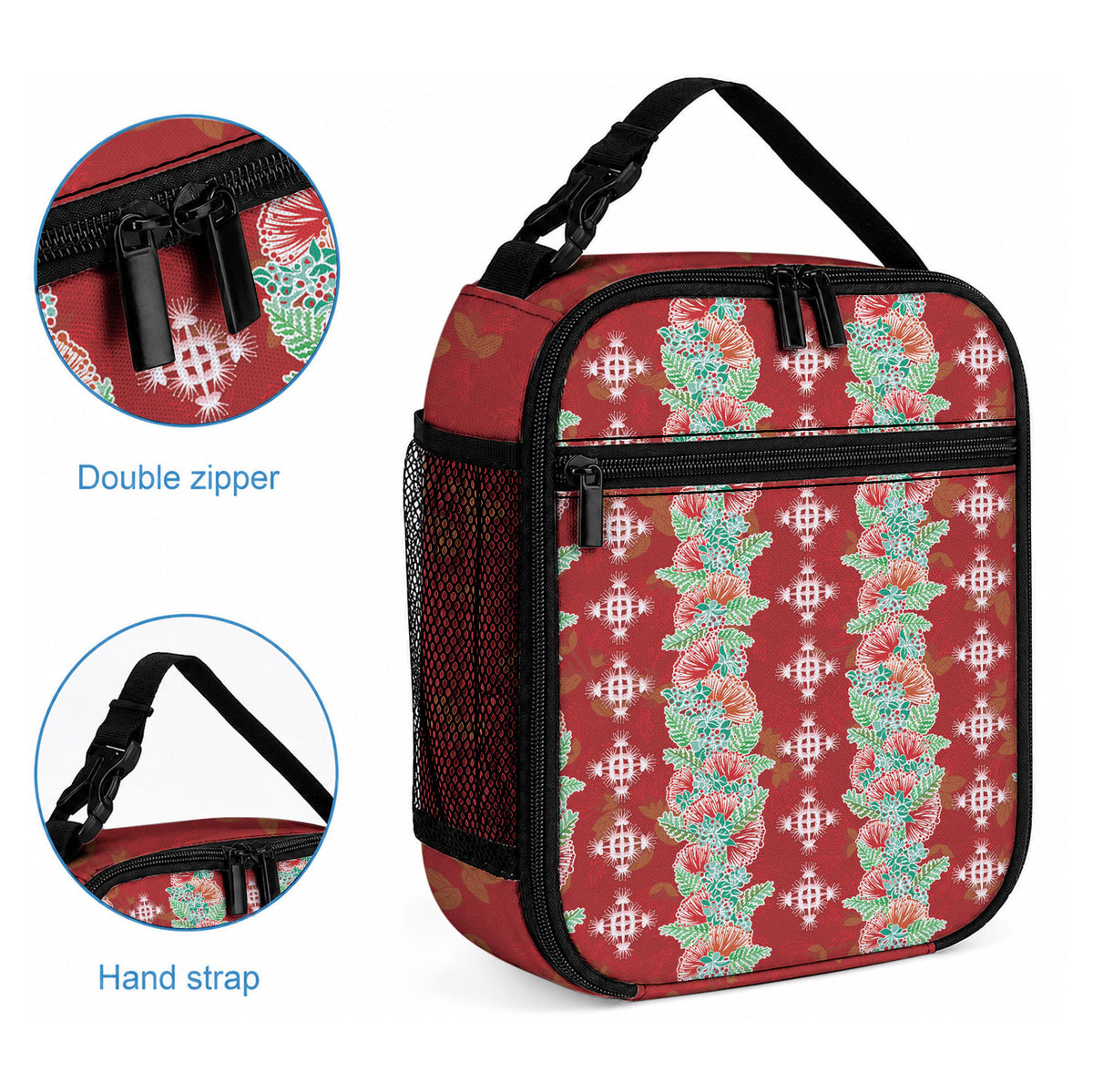 Hawaii Ohia Lehua Lunch Bag Tropical Vibes Crimson LT05 - Polynesian Pride