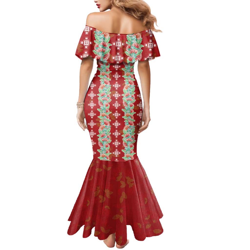 Hawaii Ohia Lehua Mermaid Dress Tropical Vibes Crimson LT05 - Polynesian Pride
