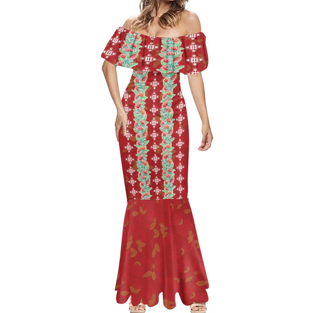 Hawaii Ohia Lehua Mermaid Dress Tropical Vibes Crimson LT05 - Polynesian Pride