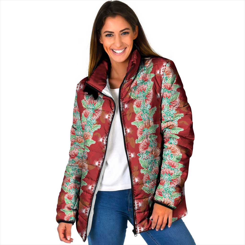 Hawaii Ohia Lehua Padded Jacket Tropical Vibes Crimson