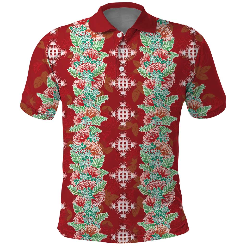 Hawaii Ohia Lehua Polo Shirt Tropical Vibes Crimson LT05 Crimson - Polynesian Pride